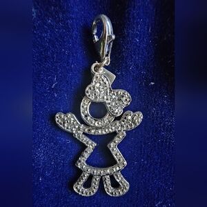 Vintage Sterling Silver & Diamond Girl Charm